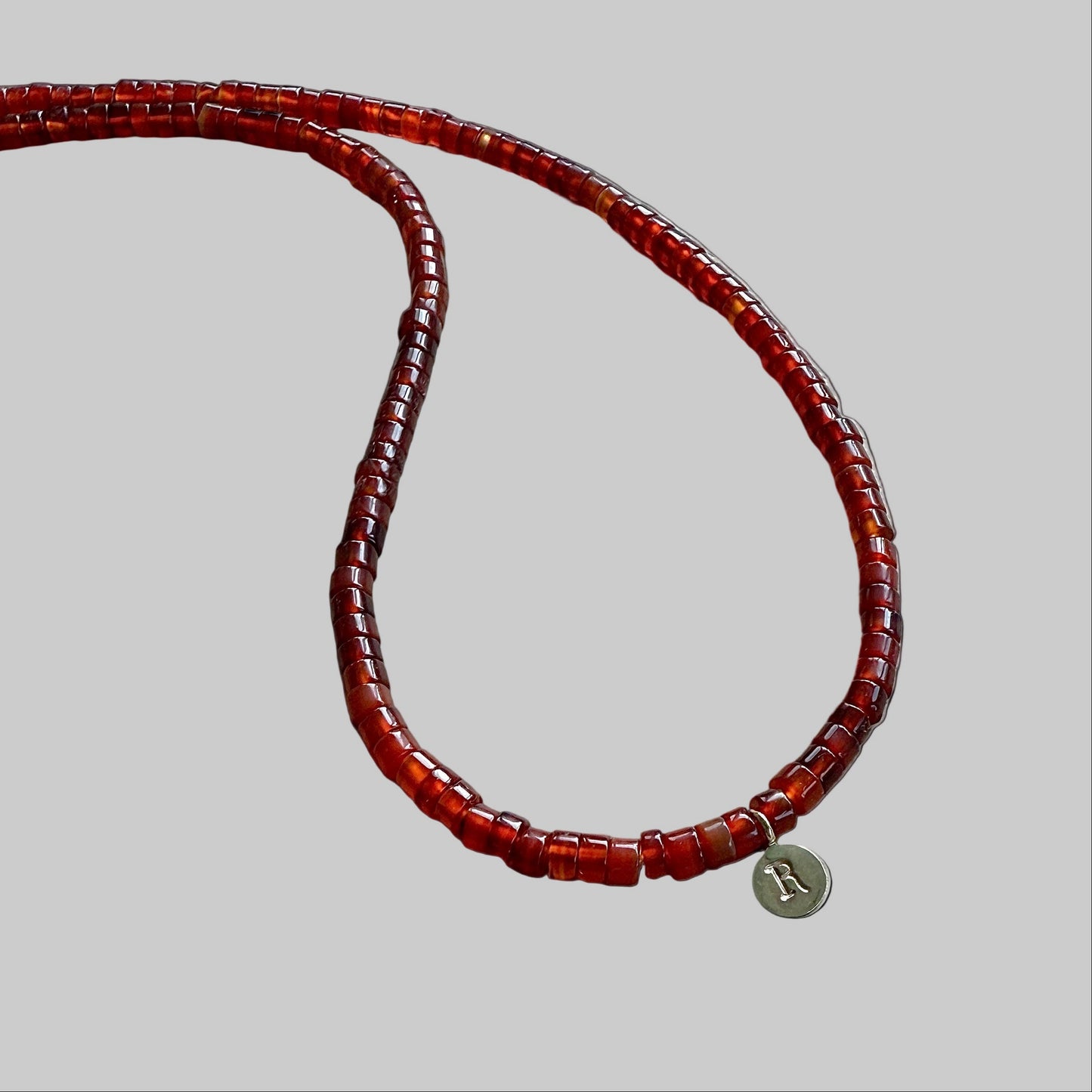 Carnelian Flat Round Stone with Pendant Necklace